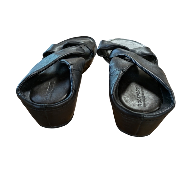 Rockport Black Leather Crossover Sandals Size 9.5 - Picture 5 of 12
